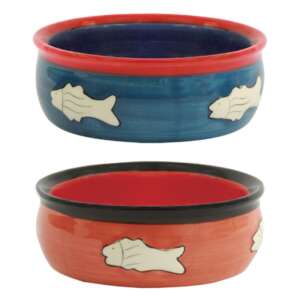 Керамична купа за котка Blue/Red, 12,5x5 см