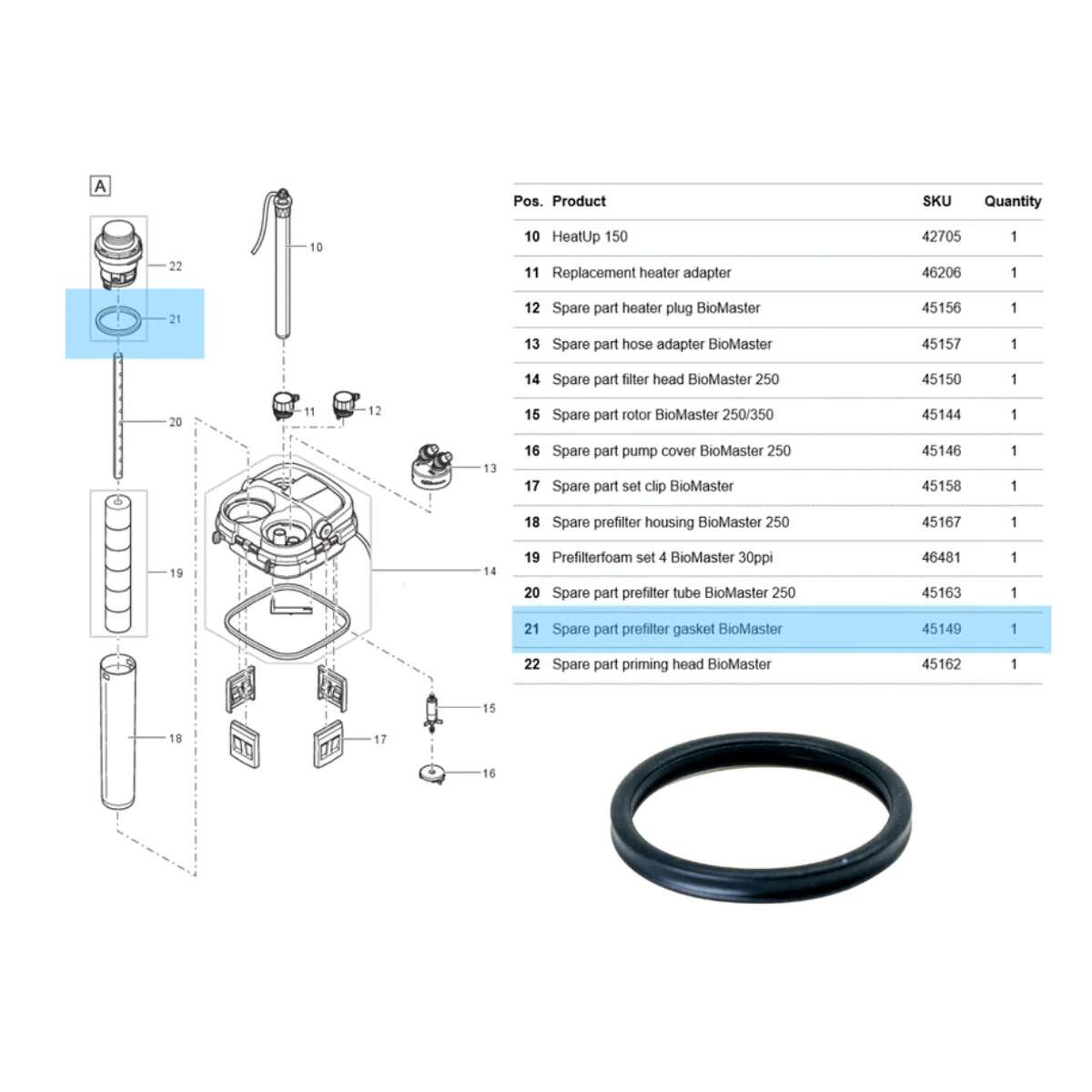Oase Spare part prefilter gasket BioMaster, Резервно уплътнение за предфилтър