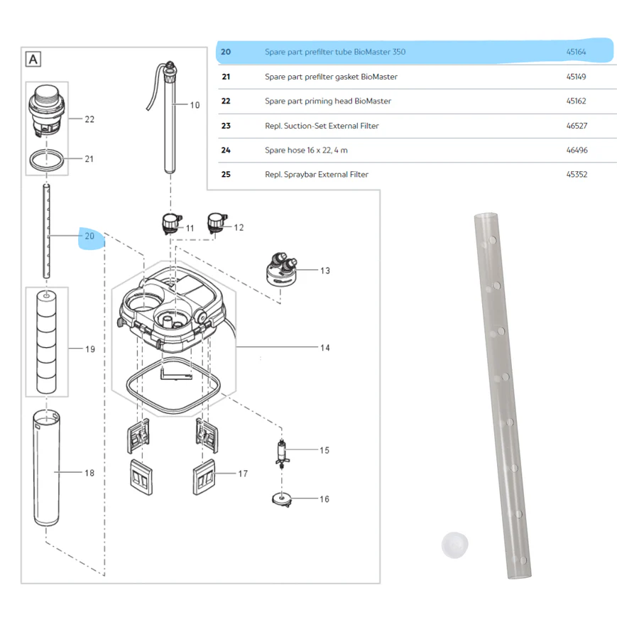 Oase Spare part prefilter tube BioMaster 350, резервна тръба за предфилтър